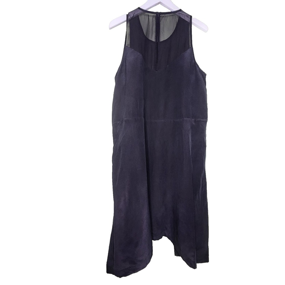 Madewell Parkview Silk Dress Black Sleeveless Swing Flowy Pockets Scoop Neck M